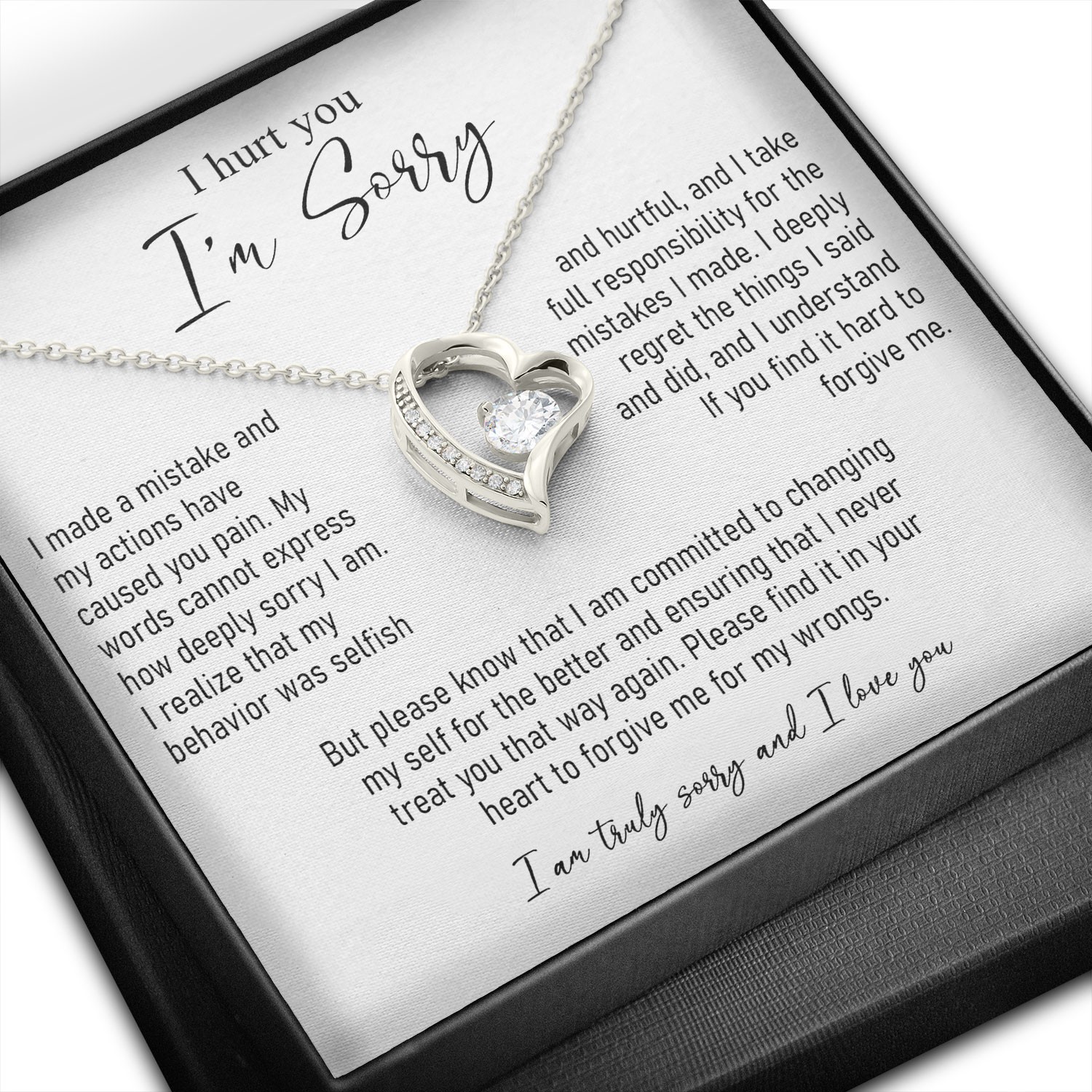 Apology Necklace Gift for Her, Meaningful Forgiveness Jewelry for Wife Love