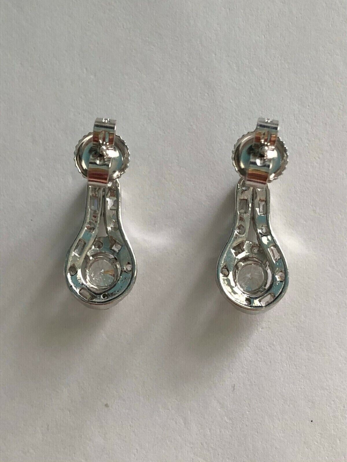 1.50Ct Round Cut Simulated Diamond Vintage Drop Earring In 14k White Gold Plated