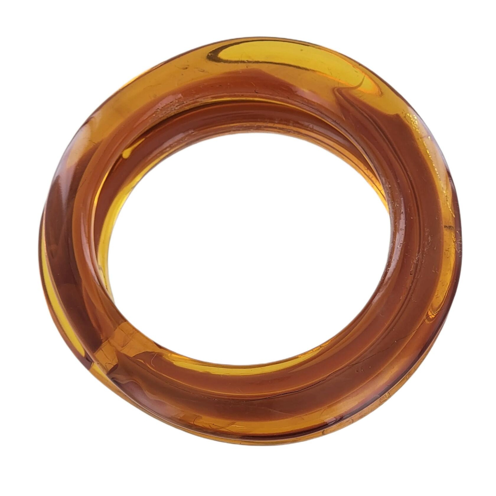 Set Of 2 Organic Asymmetrical Design Amber Topaz Brown Bangle Bracelets Womens