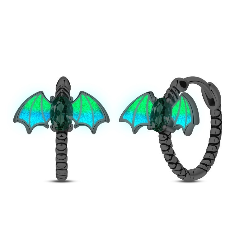 PANDACH Sterling Silver Mini Glow Pterodactyl Hoop Earrings for Women Men Gifts