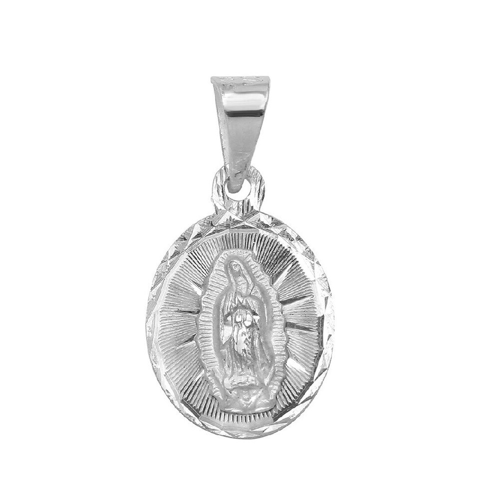 Sterling Silver Our Lady of Guadalupe Pendant / Charm, Italian Box Chain
