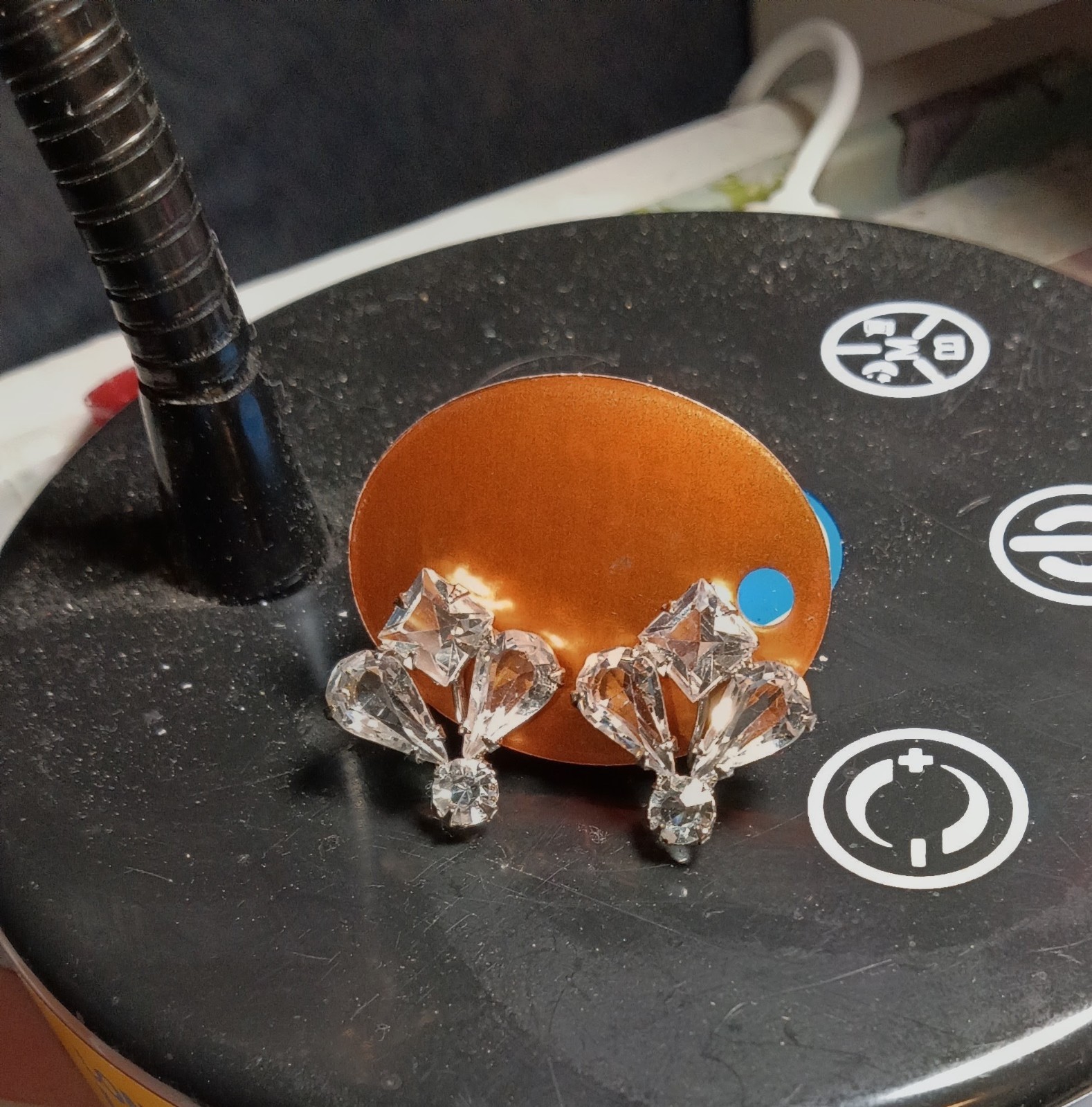 12K White Gold Filled White Sapphire Screw-Back Earrings | Pristine Condition