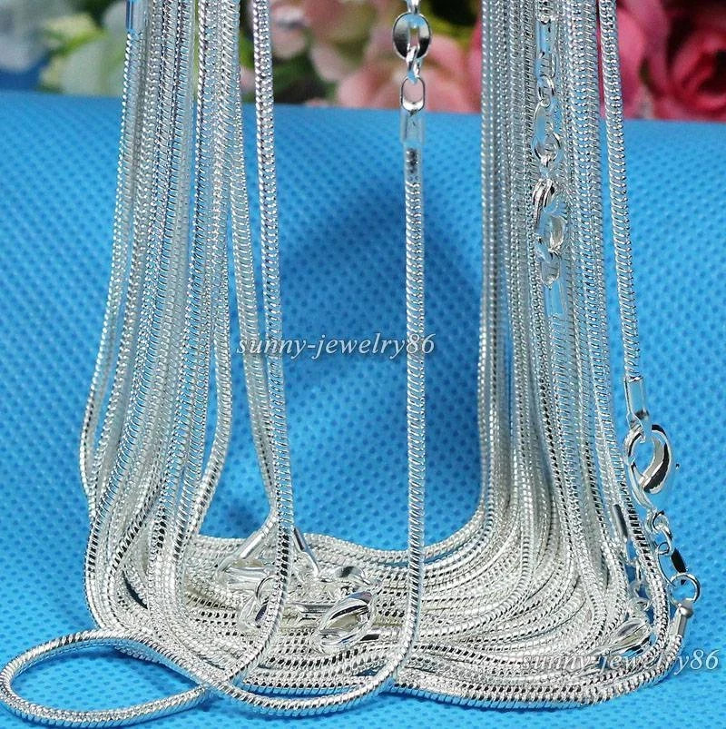 Wholesale 925 Sterling Solid Silver Plt 1 ,2, 3mm Snake Chain Necklace