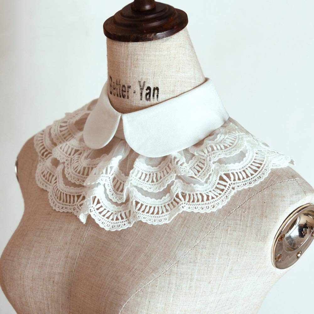 Layered Lace Detachable Half Shirt Blouse Faux Collar Neck Ruff Neck Collar F…