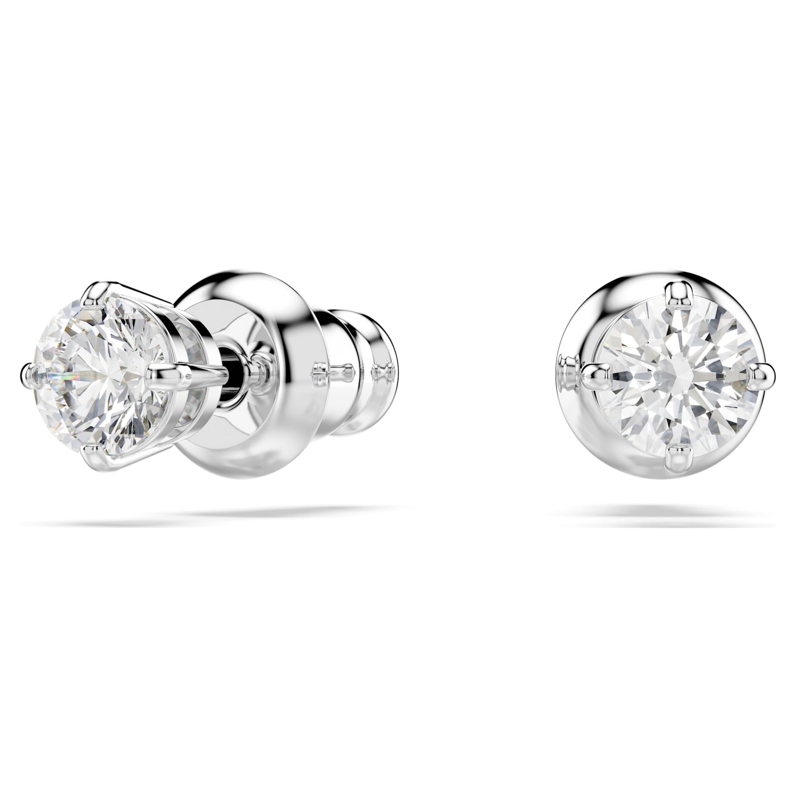 Swarovski Stilla Attract Round Cut Rhodium Plated Zirconia Stud Earrings 5408436