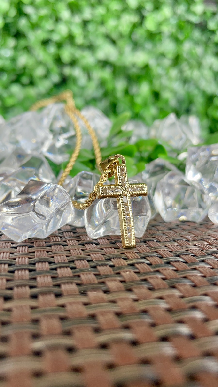 14K Gold Filled Women Girls CZ Cross Necklace Rope Chain 18″ Crucifix Charm Gift