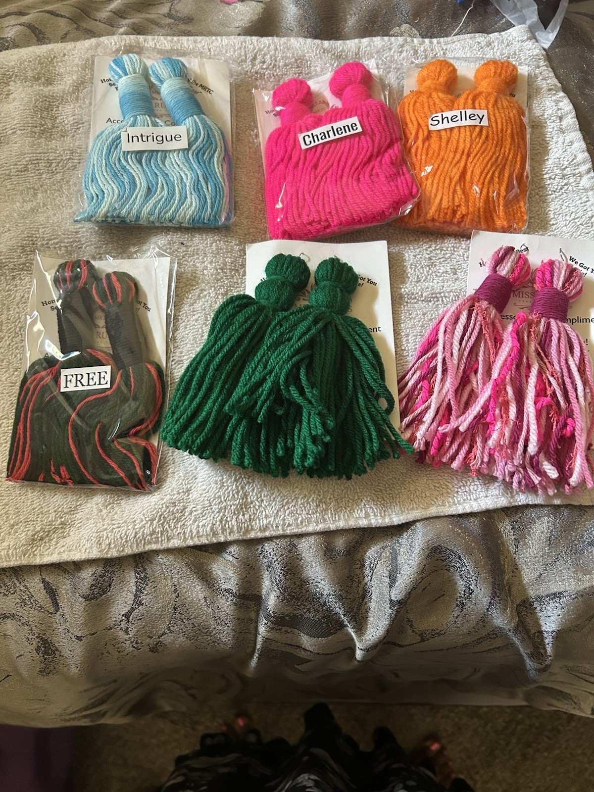Set Of 6 Yarn Earrings 6 Inches