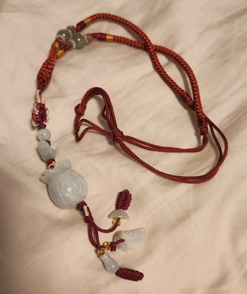 Jade Lucky Pots Charm Pendant Necklace Handcarved Gemstones Handmade In Taiwan!!