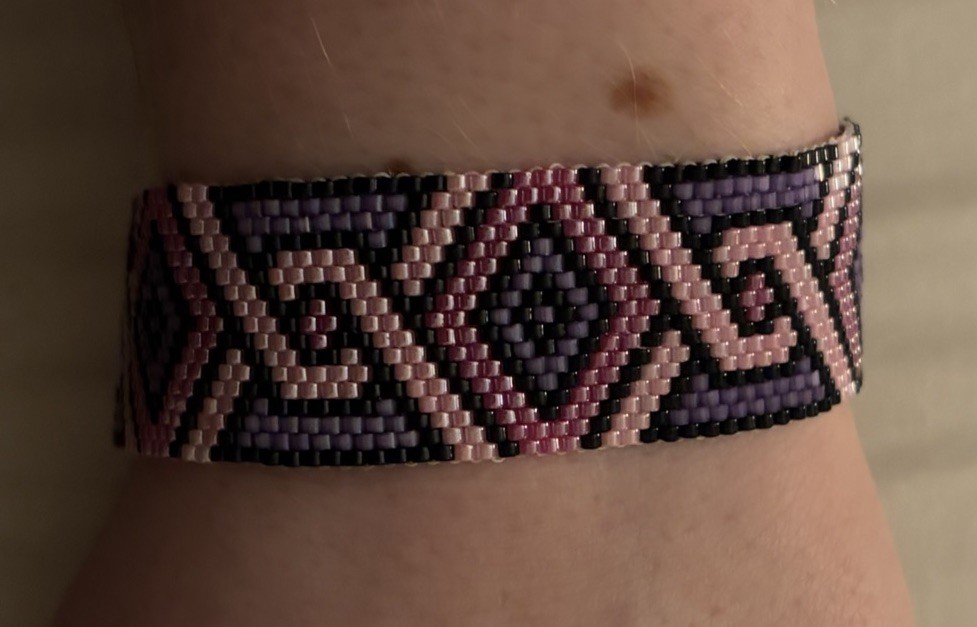 Handmade Miyuki Delica Bead Geometric Cuff Bracelet Toggle Closure