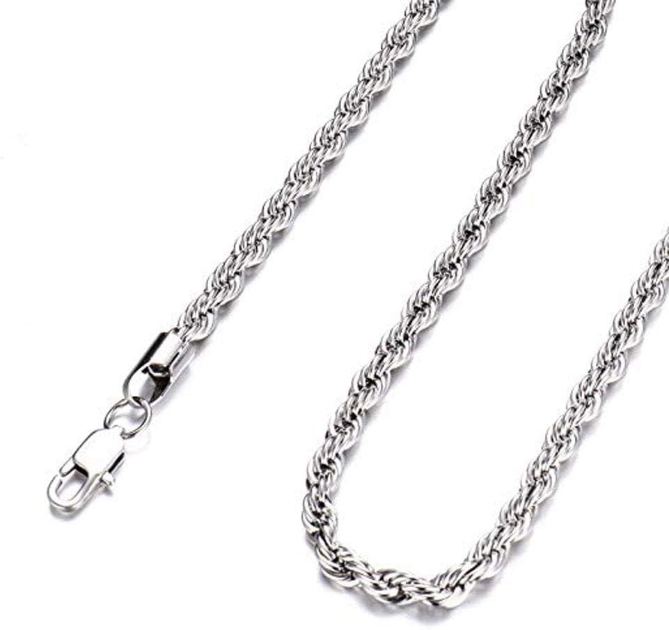Stainless Steel Chain 925 Silver Rope Chains 3-5Mm Twist Rope Necklace 14-30 Inc