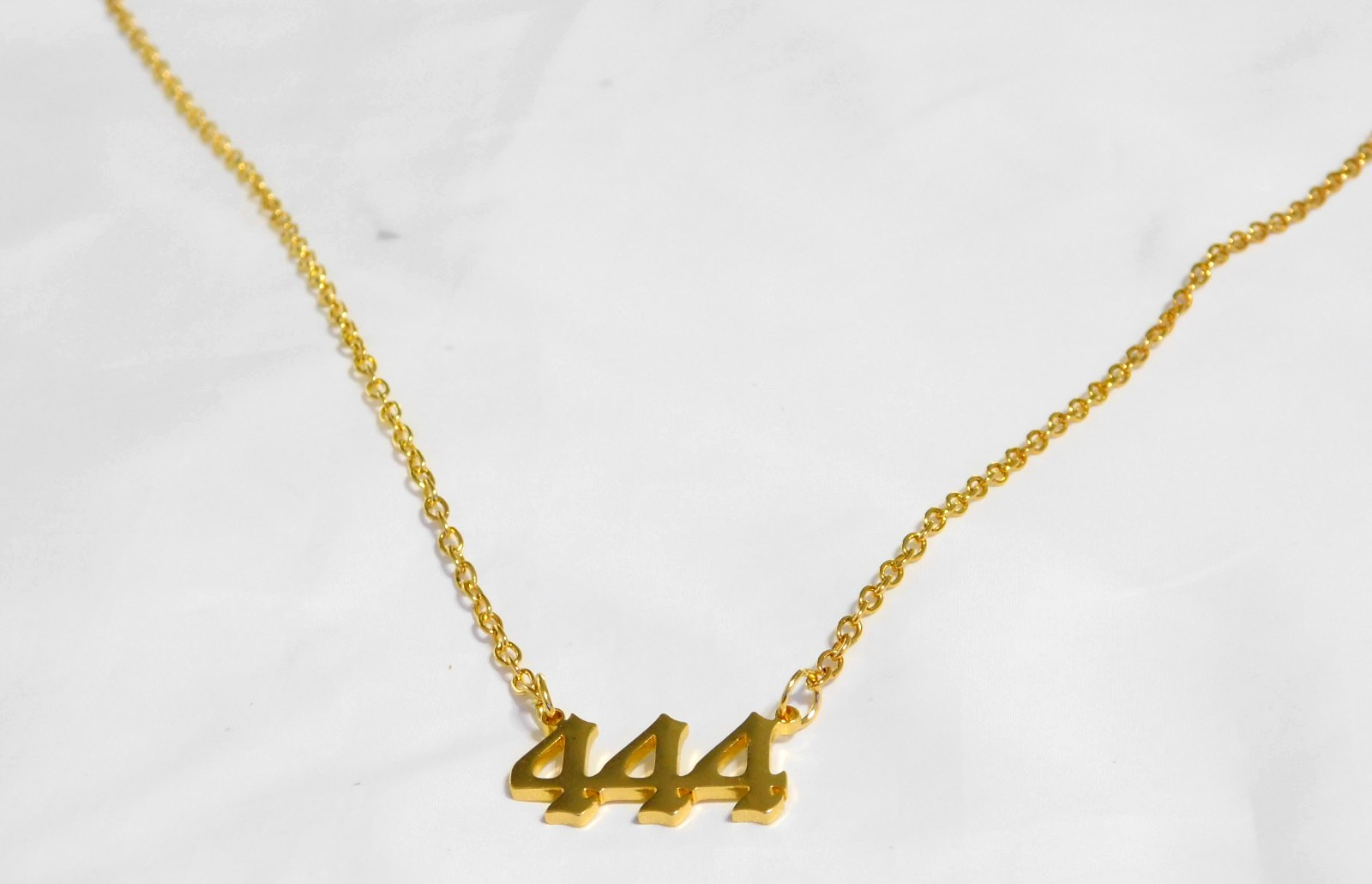 Gold Tone Angel Number 444 Necklace N537