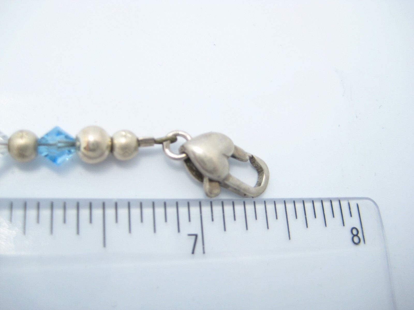 Sterling Silver 5.5mm Blue Beaded Chain Link Bracelet 7.25″