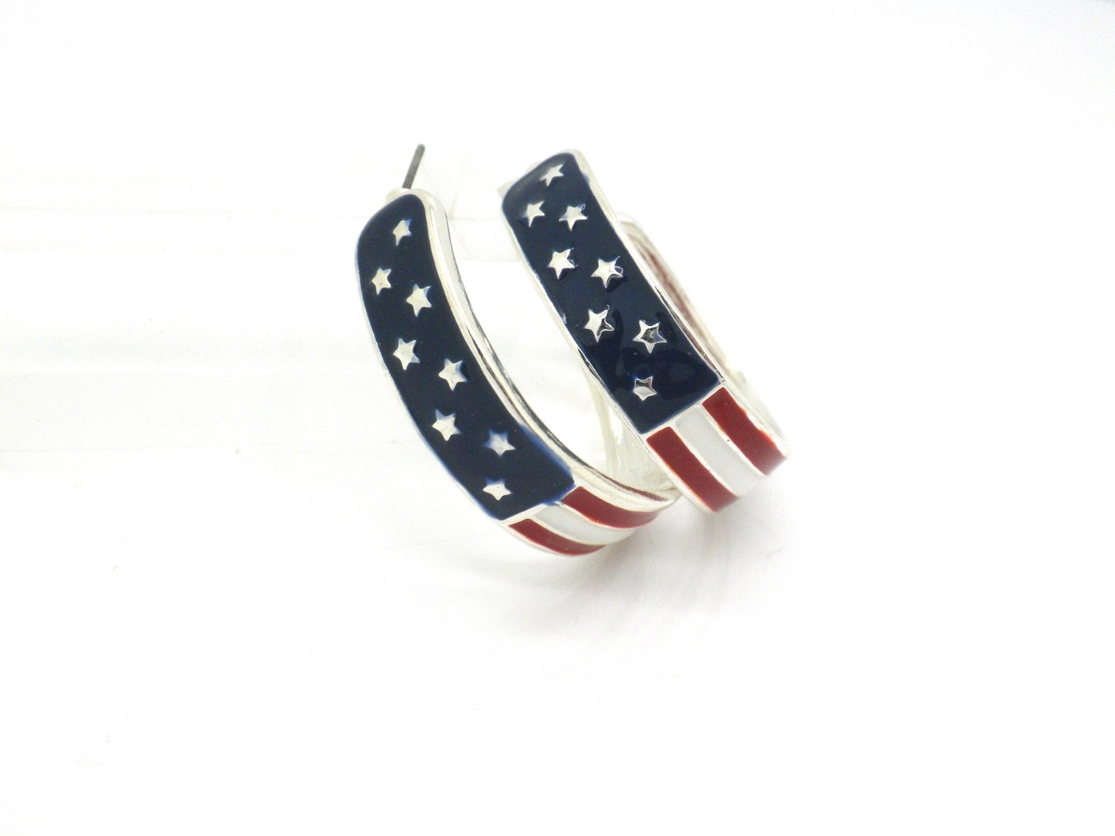 New Patriotic Flag Hoop Earrings Light Weight Color Splash 1.5″