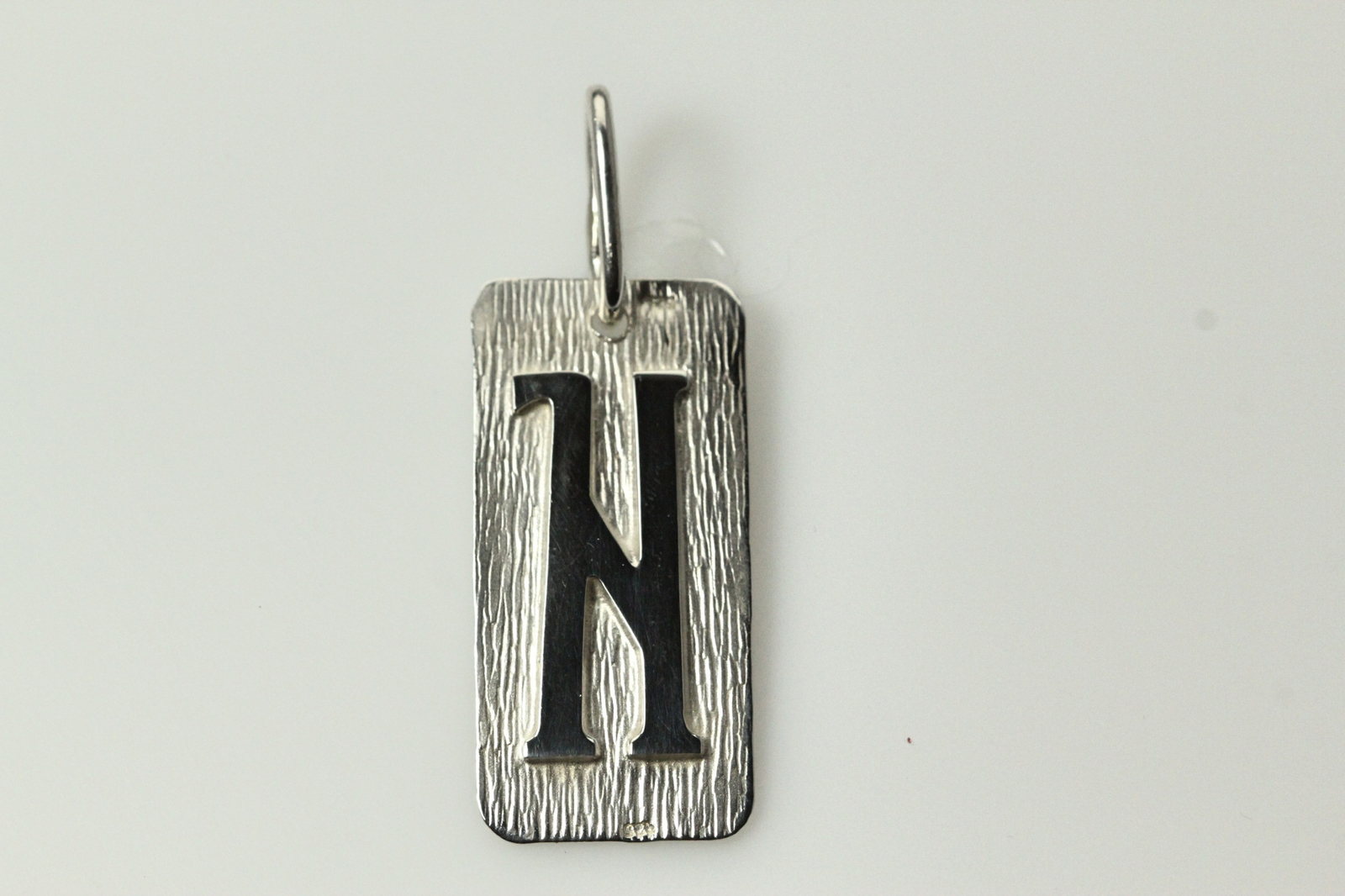 925 Sterling Silver Rectangular “N” or “K” Initial Pendant 5.8 Grams (PEN7144)