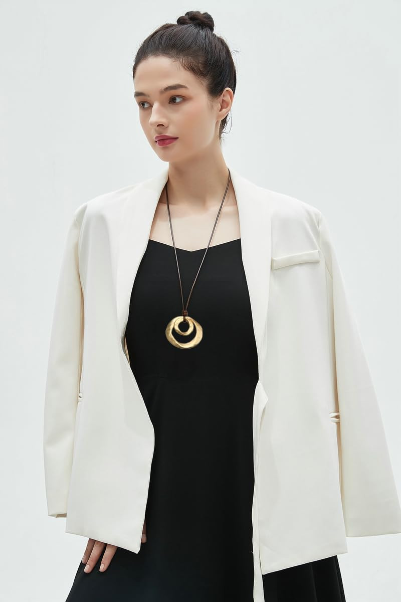 Boho Necklaces for Women Chunky Circle Necklace Layered Boho Circle Leather Chok