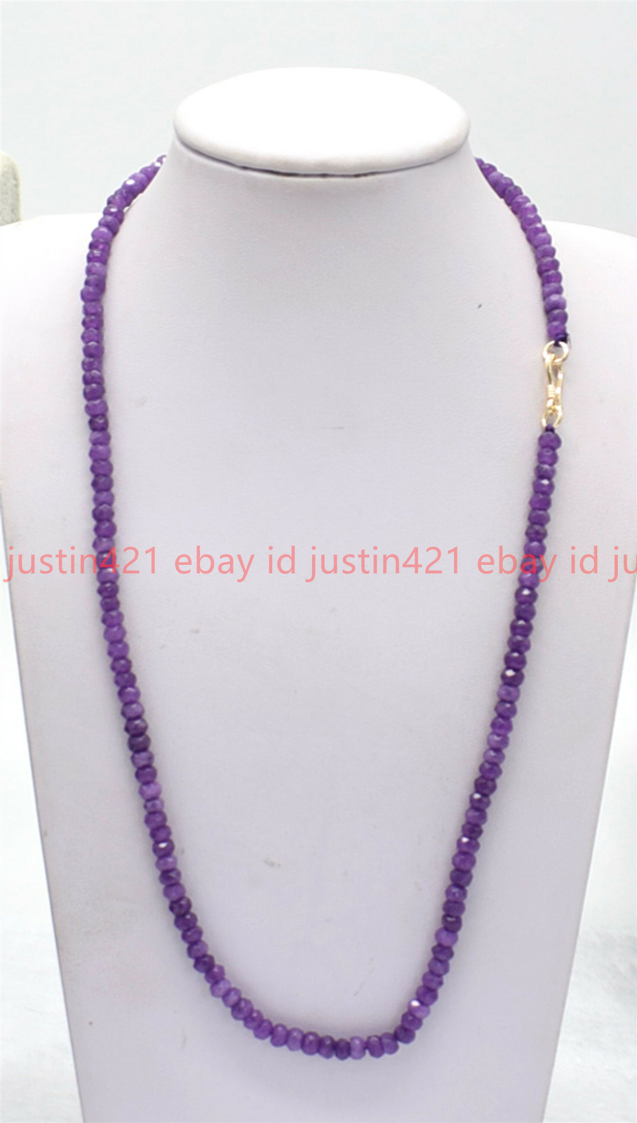 Natural 2X4mm Faceted Purple Amethyst Gemstone Beads Necklace 16-28″ AAA+