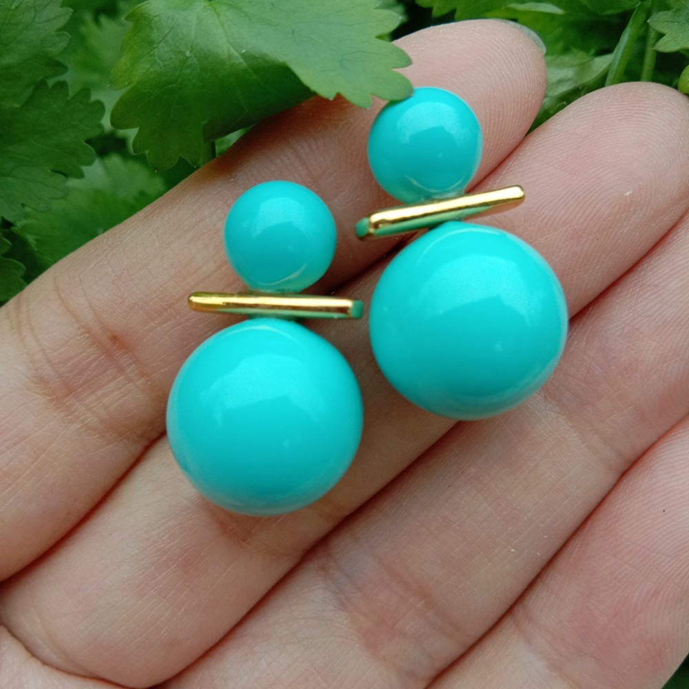 8.5mm-14mm Turquoise Blue Sea Shell Pearl Stud Earrings
