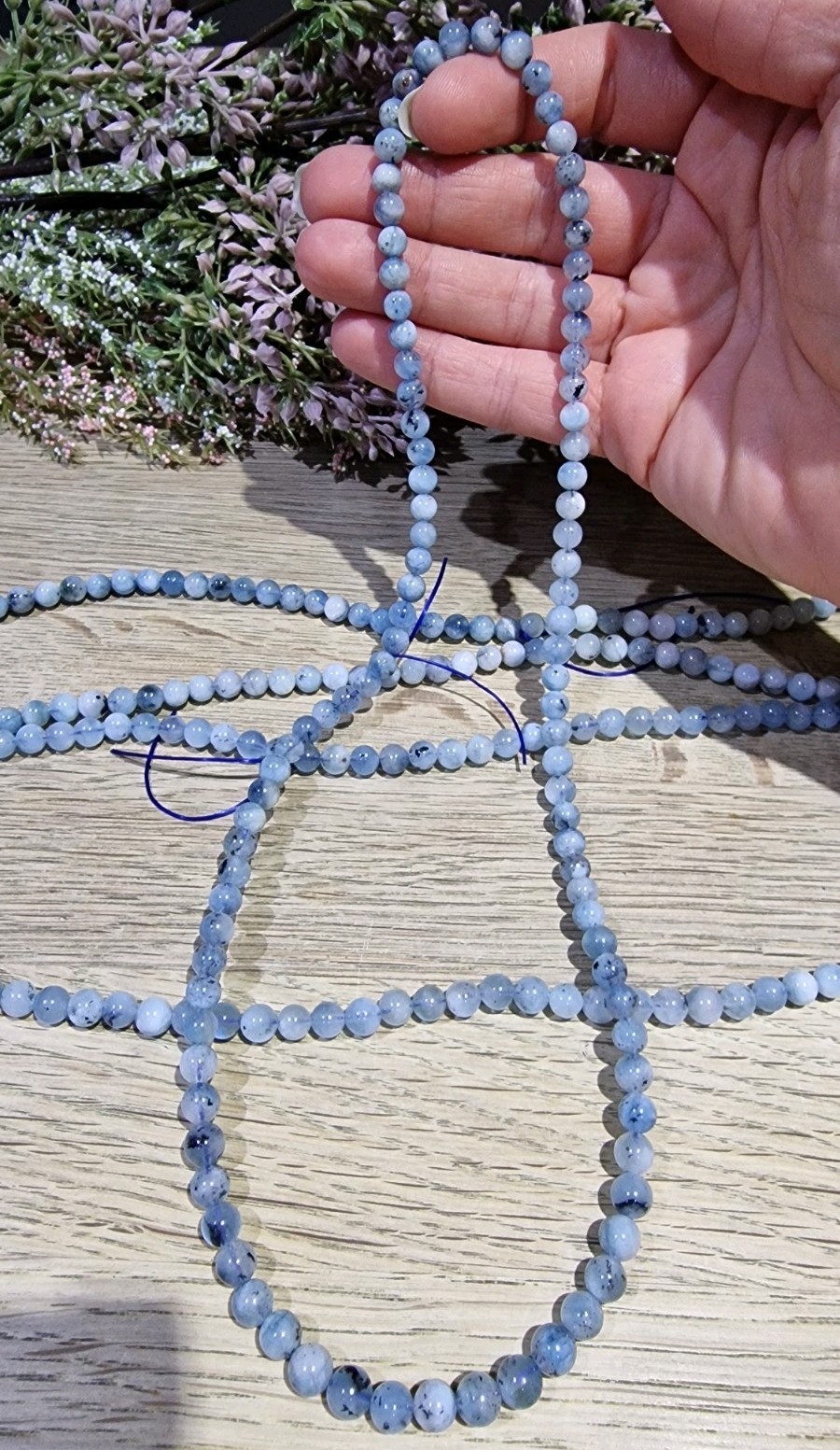 Aquamarine Crystal Beaded Strand Necklace 60mm Elasticated Jewellery