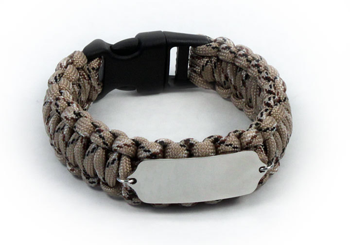 Paracord Travel ID Survival Bracelet. Free engraving and Emergency wallet Card.