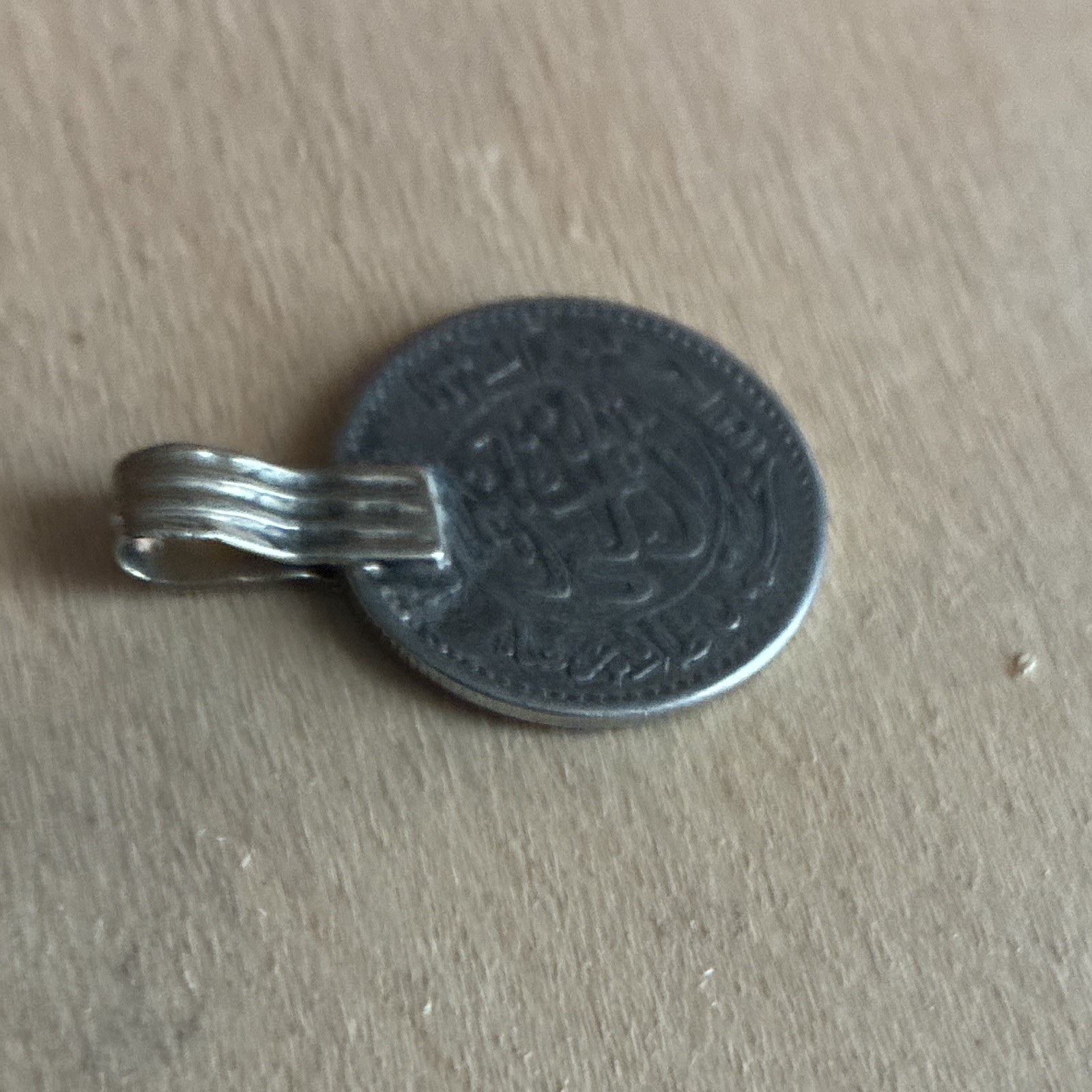 Round Coin Pendant Charm w/ Bail, Silver Metal, No Stone, Coins & Money style 4