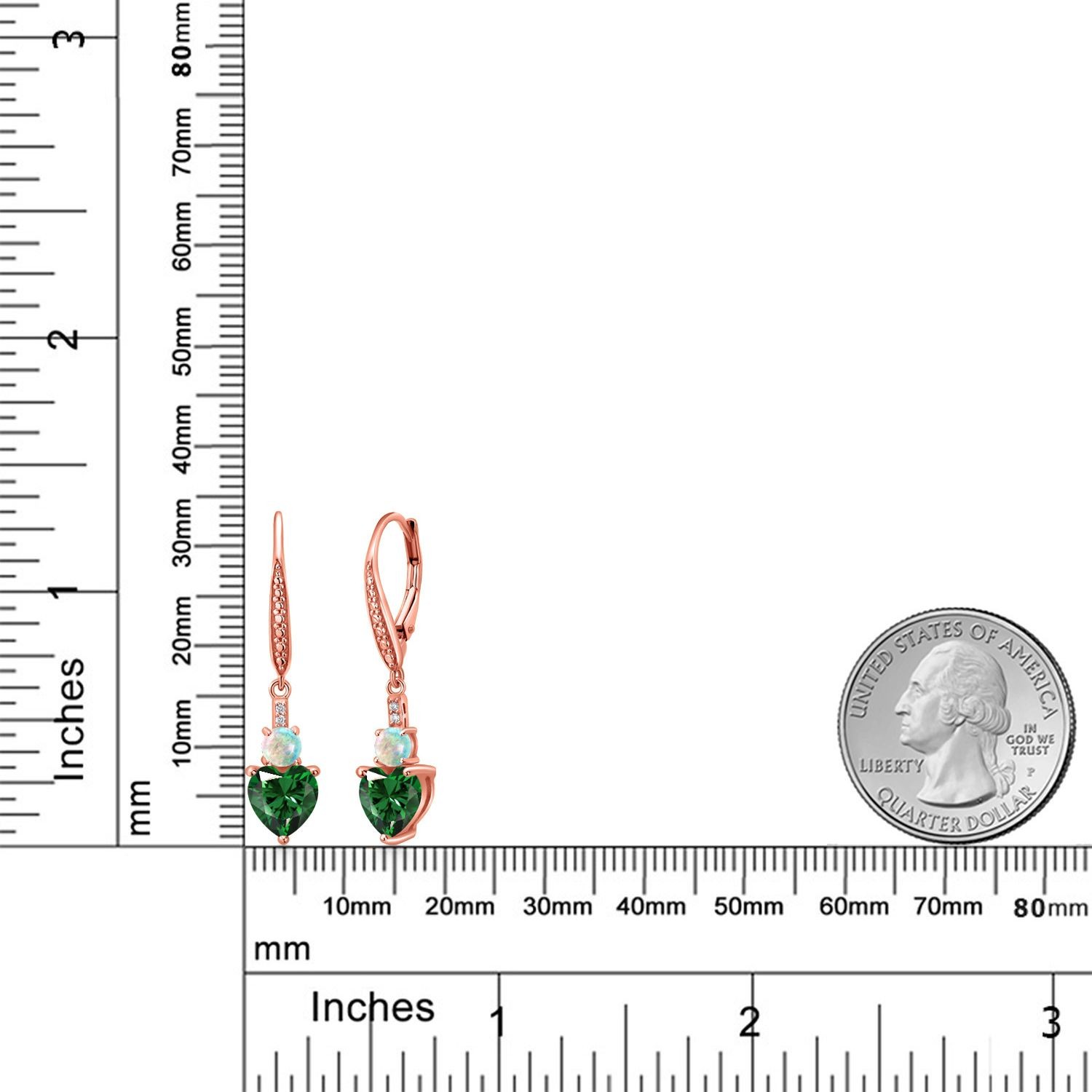 18K Rose Gold Plated Silver Nano Emerald White Opal and White Lab Grown Diamond