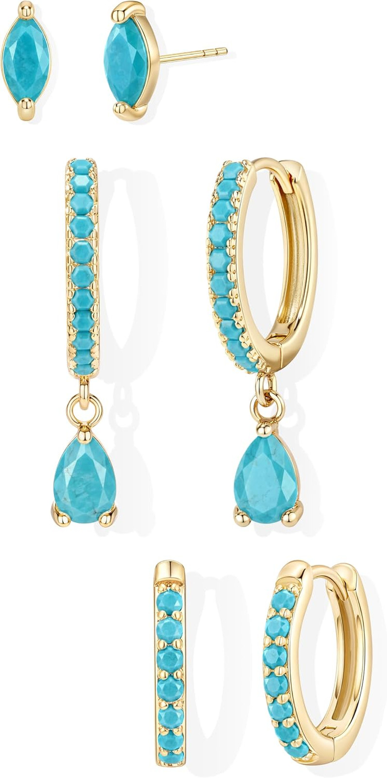 14K Gold Plated Small Huggie Hoop Earrings Set for Women, Hypoallergenic Dainty