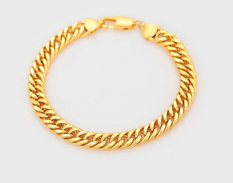 24ct Yellow Gold GF Unisex Curb-Link Bracelet