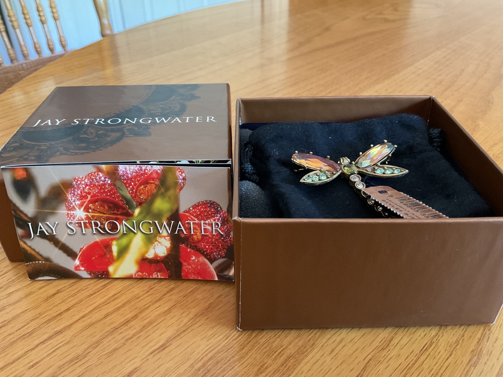 Jay Strongwater Crystal Dragonfly Pin/ Brooch Small – Signed, NEW IN BOX