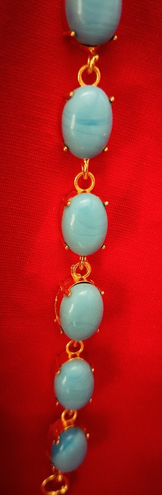 Beauty Oval Turquoise gemstone Chalcedony Gold Plated Charm Bracelet for Unisex