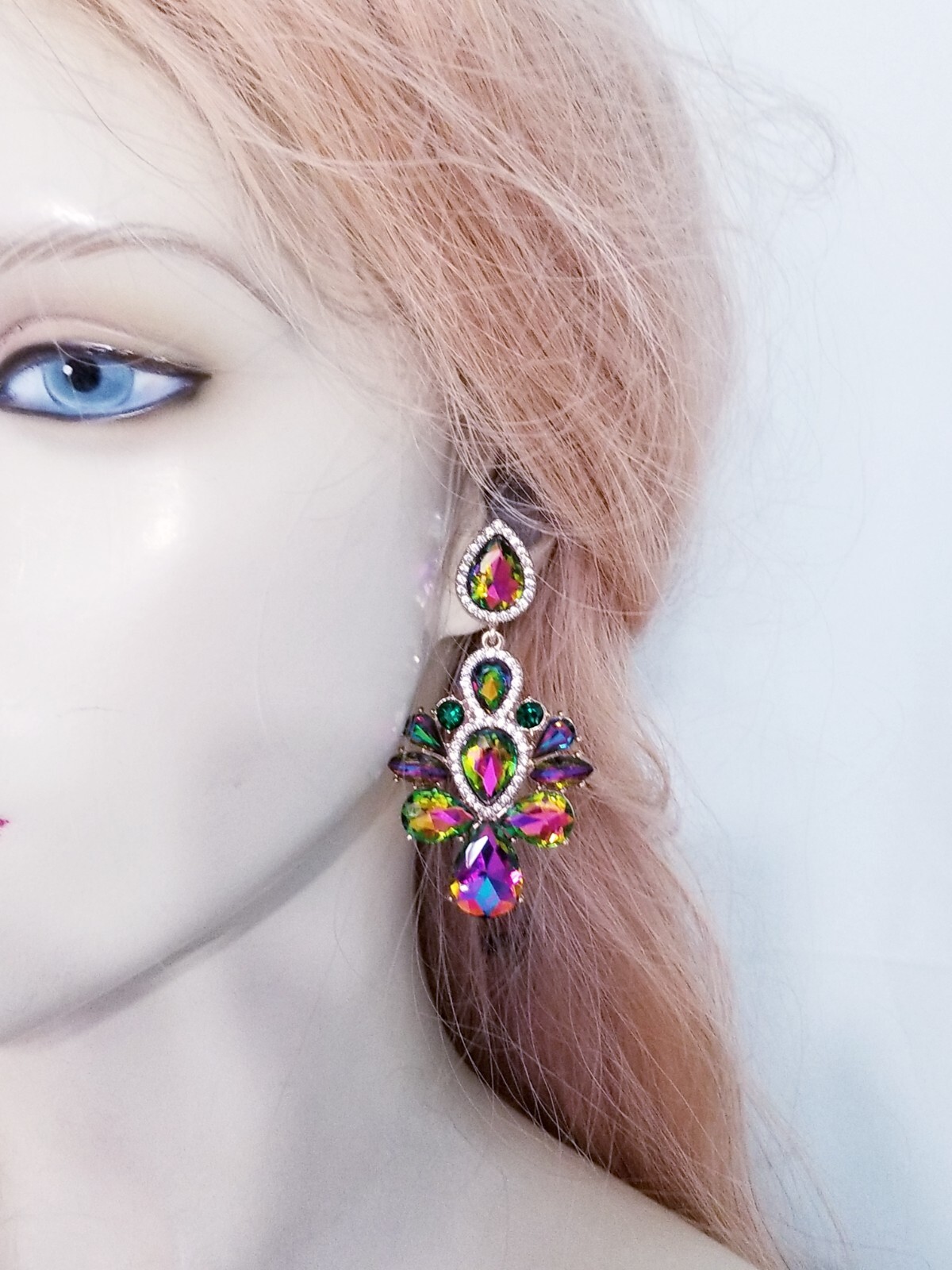 Vitrail Crystal Bridesmaid Rhinestone Chandelier Drop Earrings 3 inch Jewelry