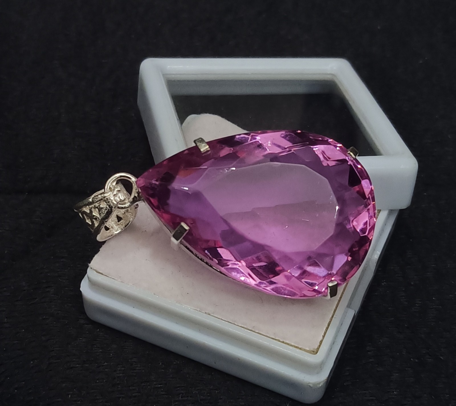Natural Pink Topaz Teardrop Pendant – 107 Ct Collector’s Gemstone Jewelry