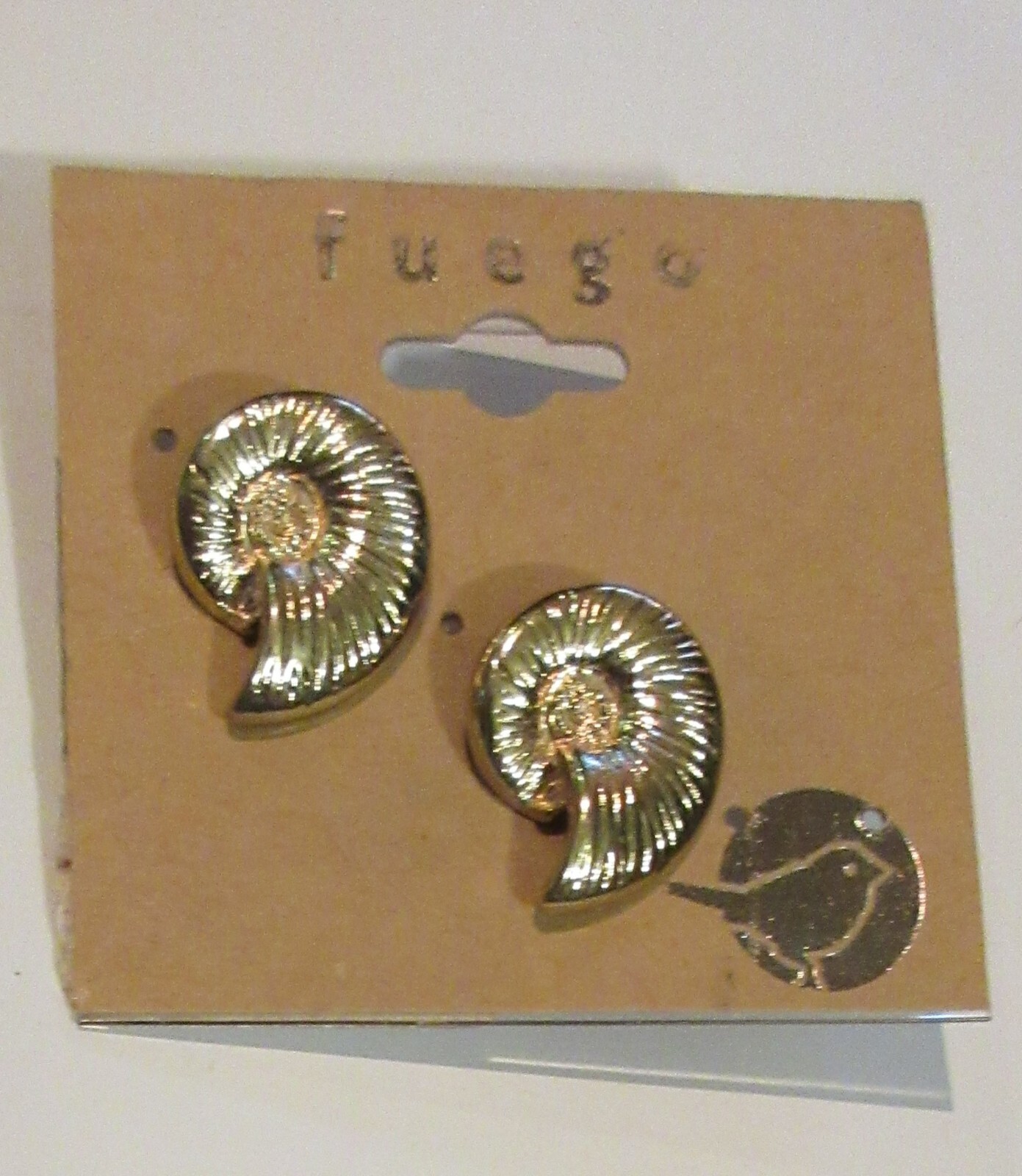 new FUEGO gold tone metal geometric textured pierced push back stud earrings
