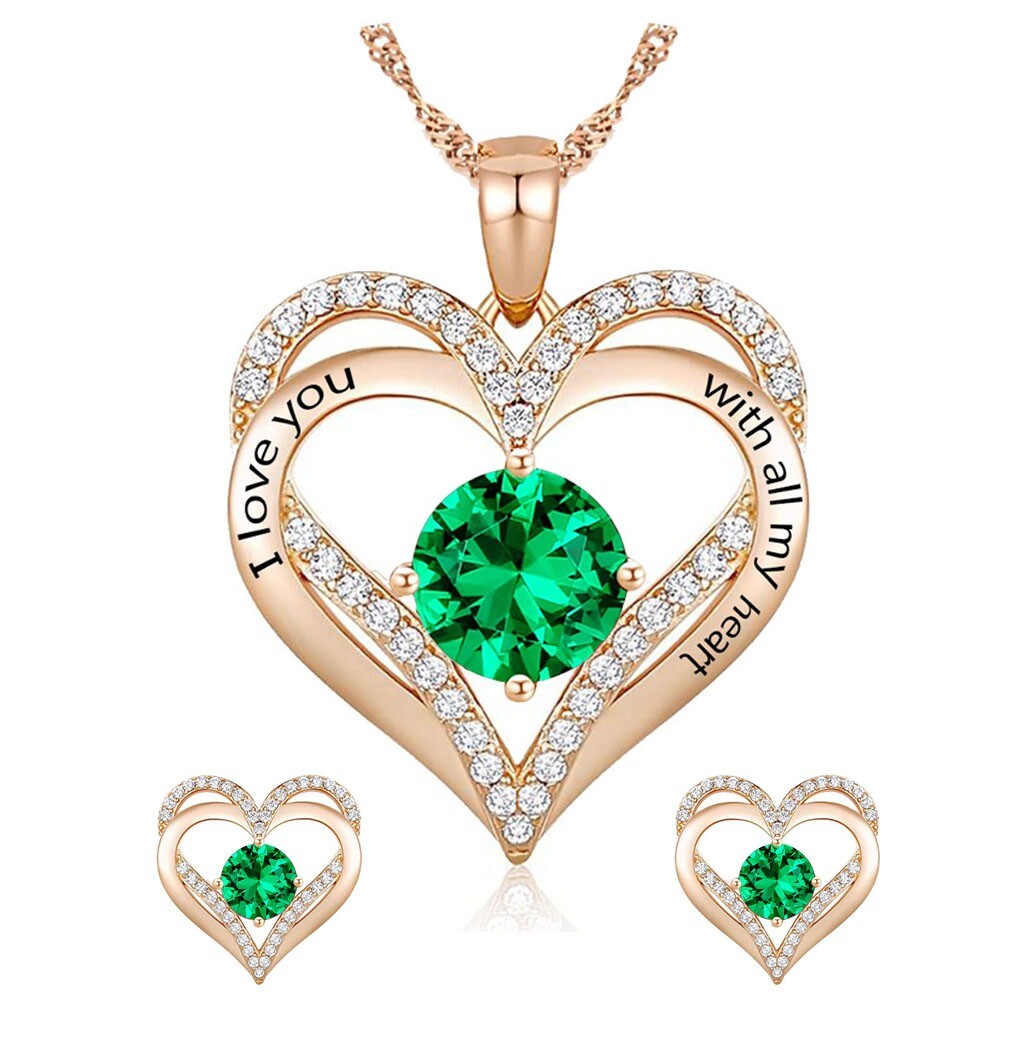 925 Silver Birthstone Necklace/Gift for Wife /Gift for Girlfriend –Free Earrings