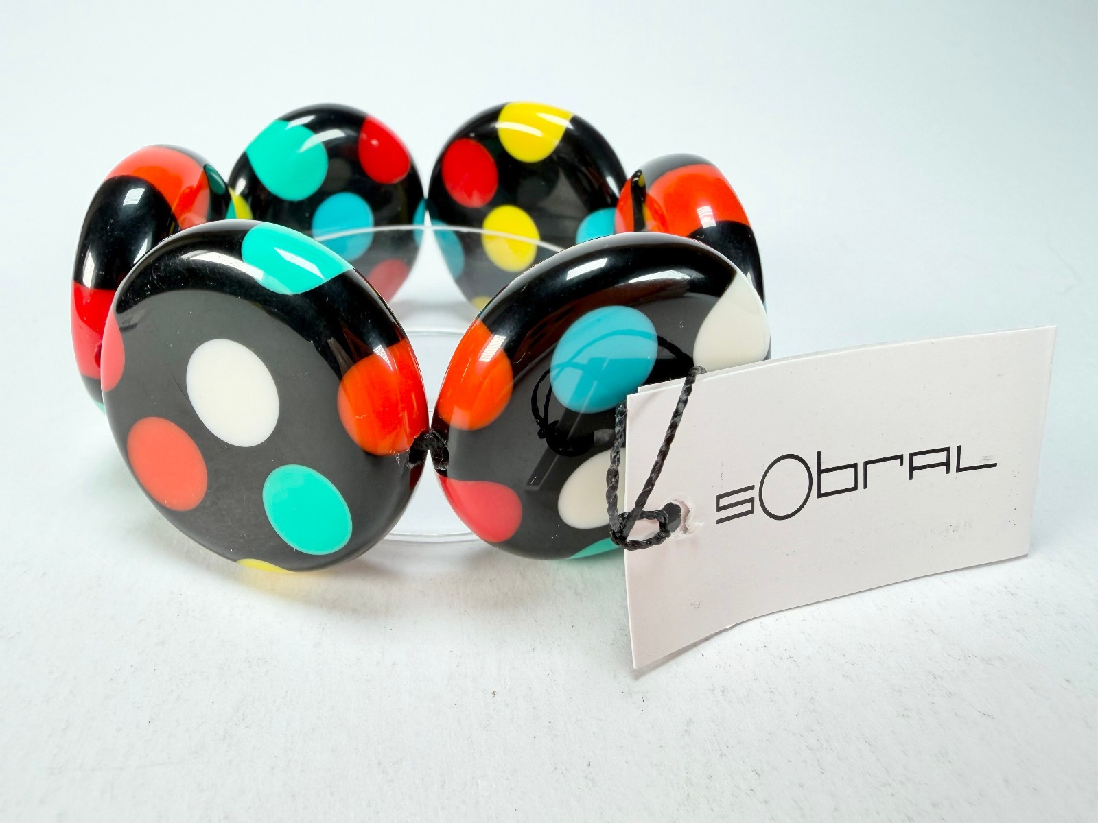 Sobral – Dots “Nº F” Multi coloured Dots Elasticated Resin Bracelet ( 005361 )