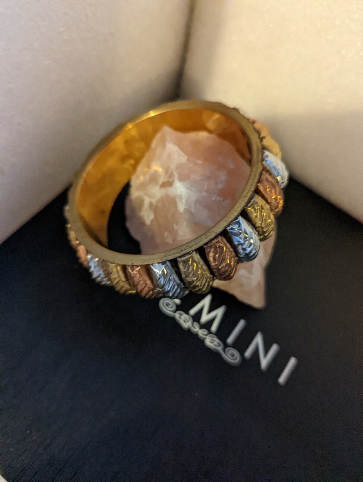 Vintage Statement Bangle 30g Copper Silver Tone & Brass 64mm Diameter 23mm Wide