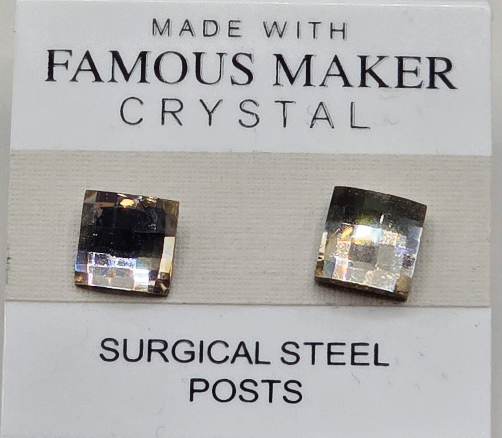 Silver Square Stud Earrings 8mm Crystal Made with Swarovski Elements
