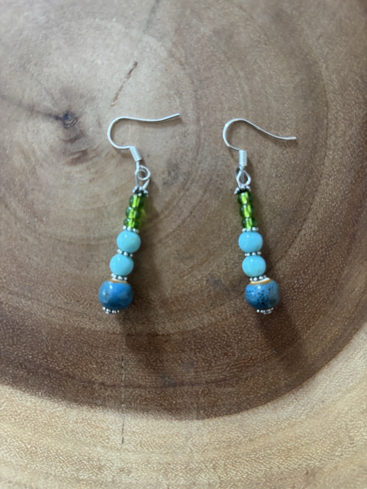 Blue and Green womens earring necklace jewelry set