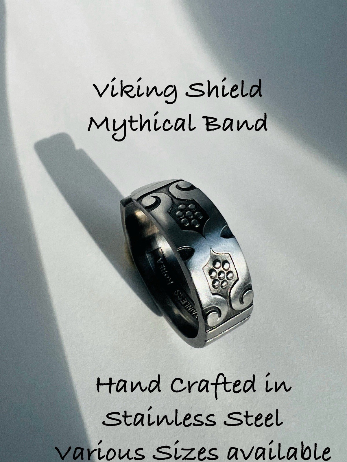 Celtic Rose Flower Spoon Ring Stainless Steel Viking Boho Gothic Unisex Jewelry