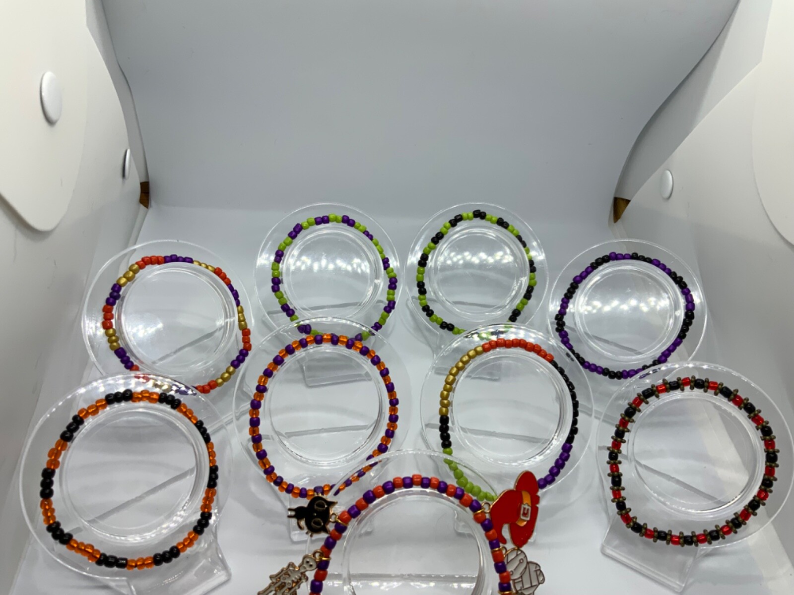 Lot of 9 Seed Bead Multi Color 2.5mm-3mm Glass Bracelets Jewelry Holiday