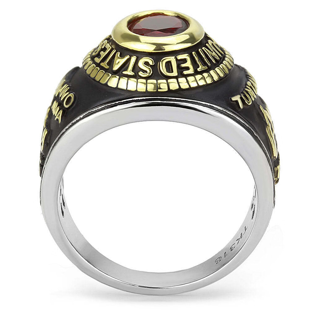 TK3723 – Two-Tone IP Gold (Ion Plating) Stainless Steel Ring with Synthetic Synt