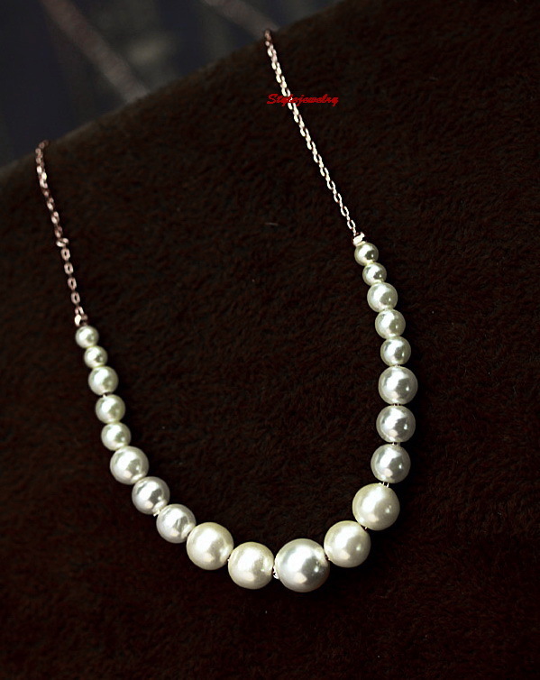 Elegant 18k White Gold Plated Bridal Wedding White Pearl Necklace N296