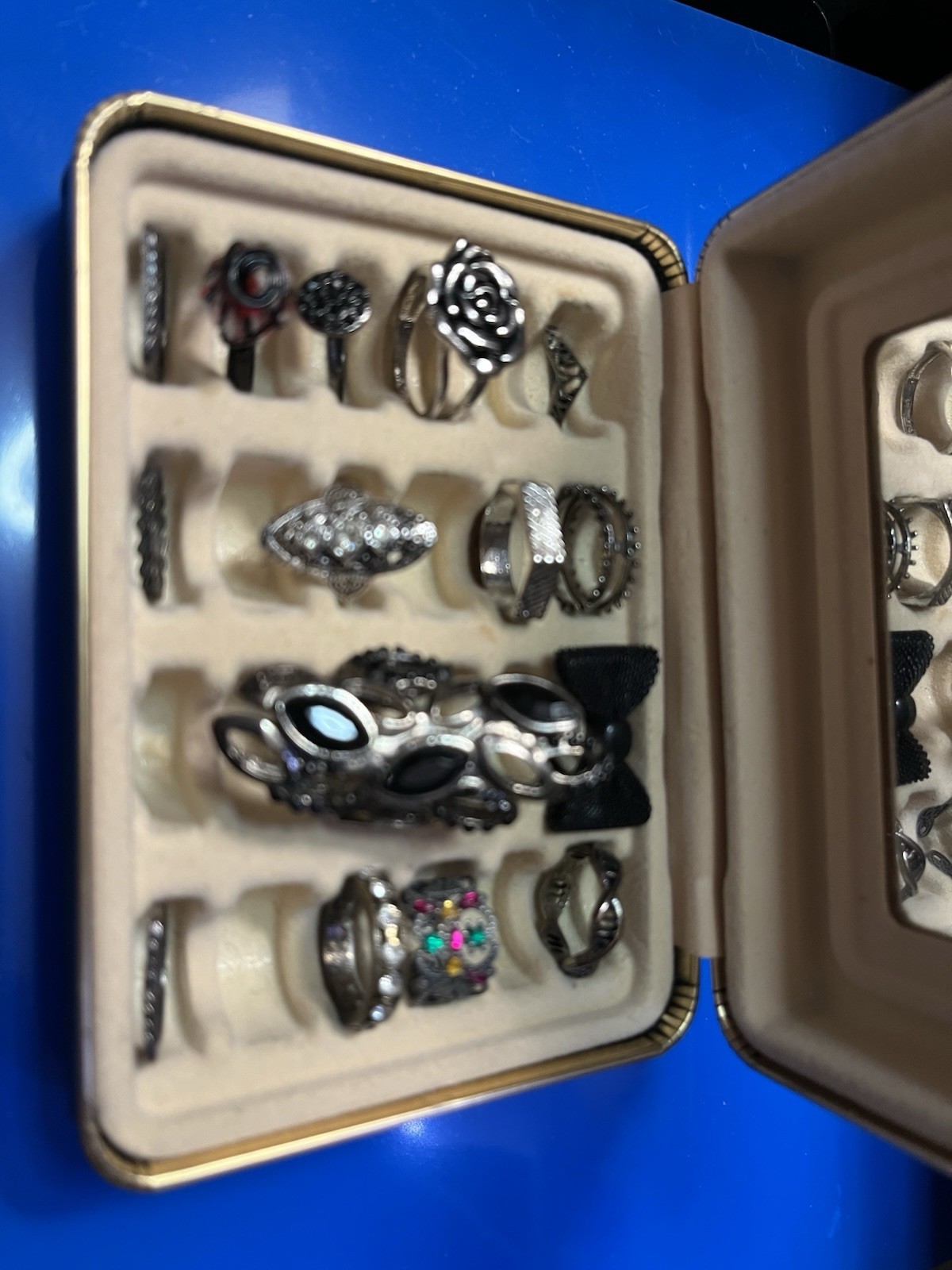 ring lot x 15 fashion gothic black silver sizes 4 6 6.5 7 7.5 9.5 vtg
