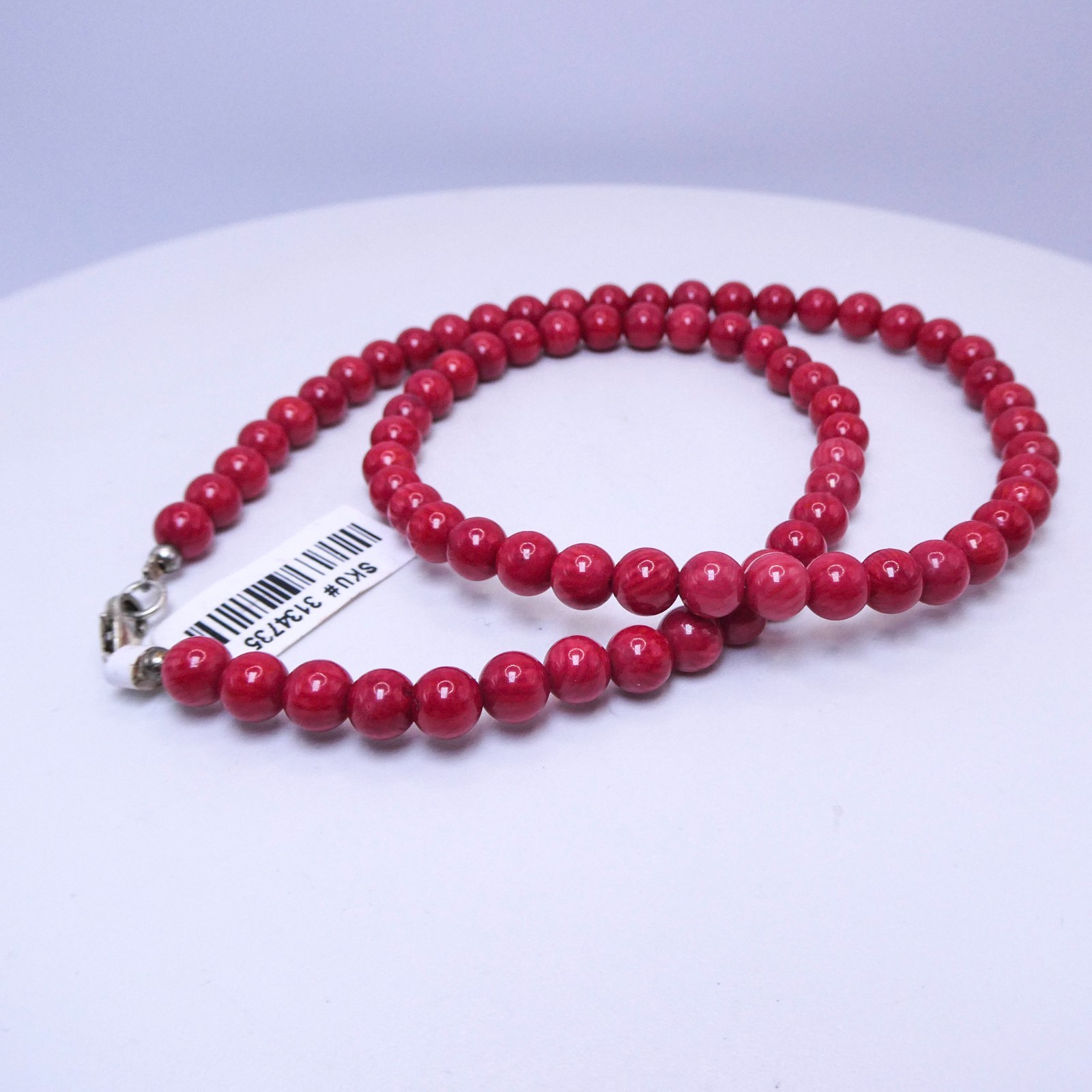 New Red Coral Stackable Beaded 18″ Necklace
