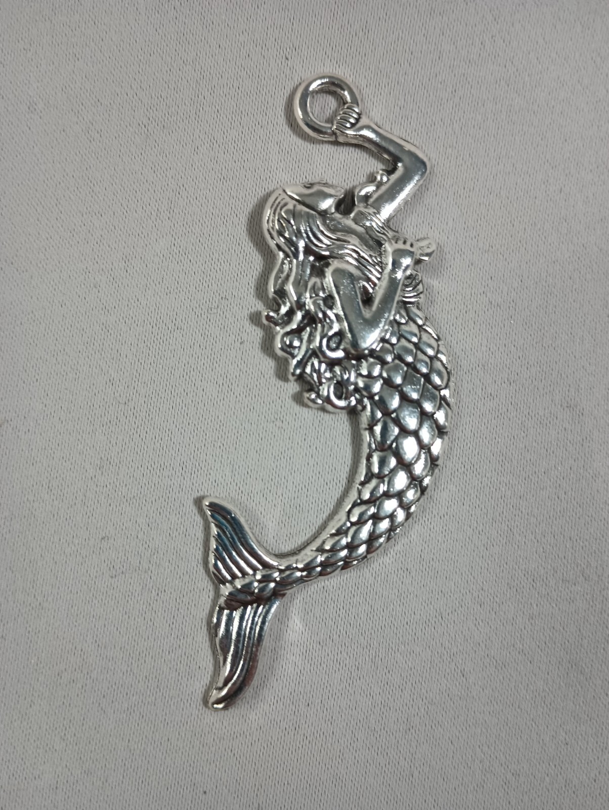 10 Mermaid Pendants 3″ NEW Ancient Silver Tone Metal Necklace Charms FAST Ship