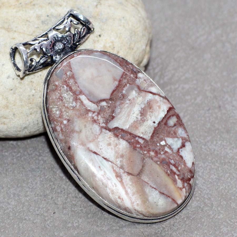 Marble Jasper 925 Silver Plated Handmade Pendant 2.1″ Best Gifts GW