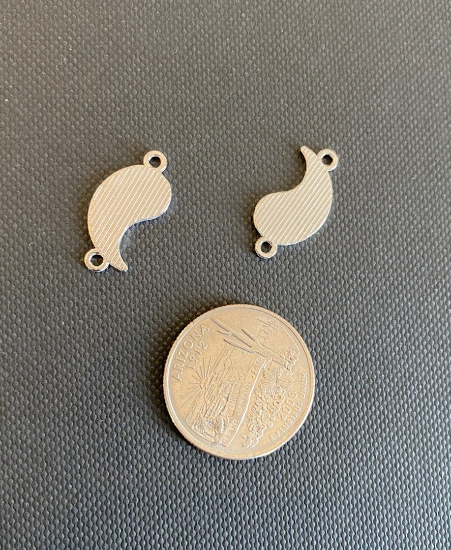 Pair Of Chinese Ying Yang Feng Shui Daoism Enamel Metal Charm Pendant