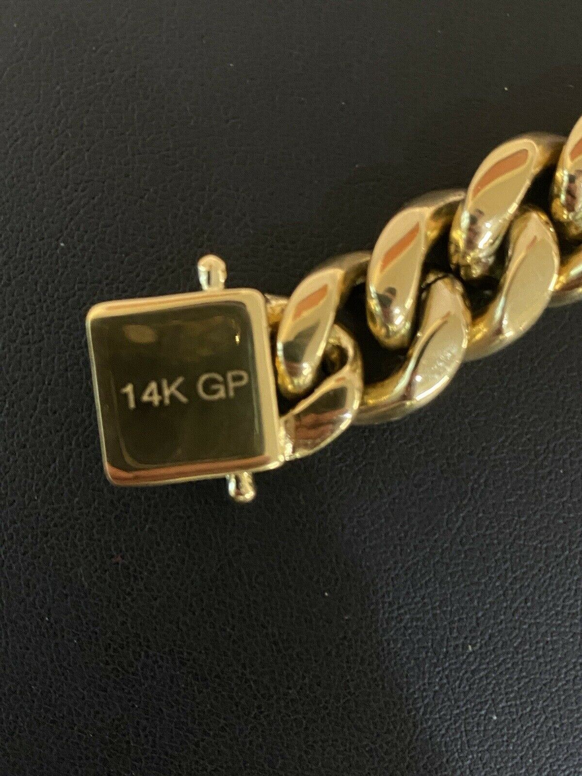 Mens Miami Cuban Bracelet 14k Gold Vermeil Plated SS Mens Hip Hop Bracelet 16mm