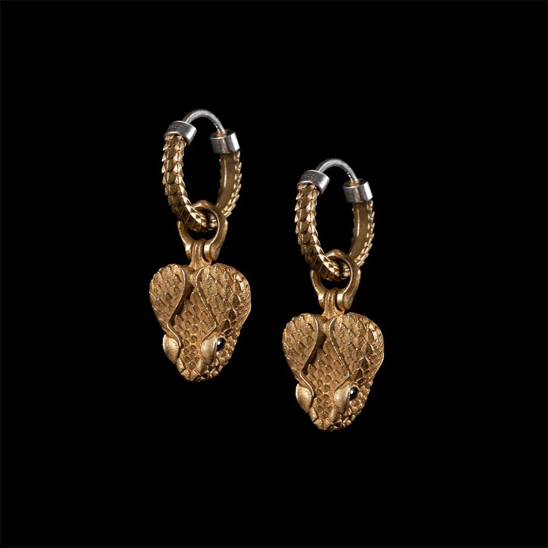 Rattlesnake Head Earrings Dangle Drop Hoop Earrings 925 Sterling Silver Ear Pins