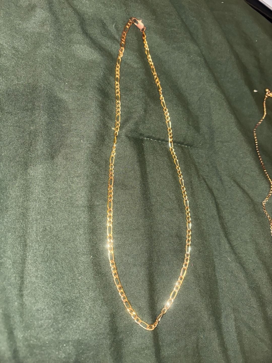 Gold Tone Figaro Link Chain Necklace