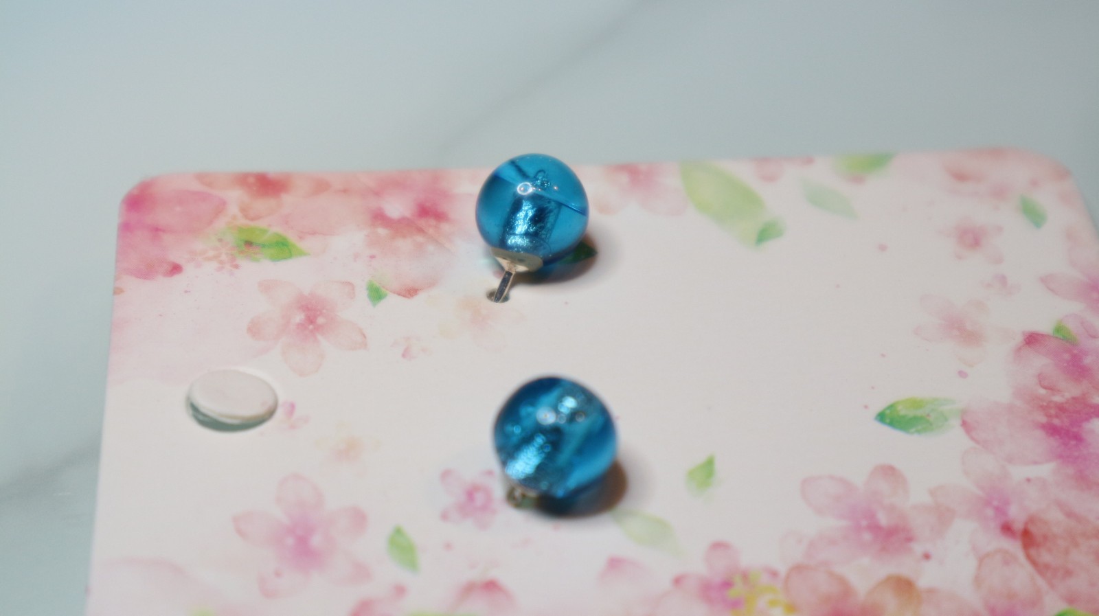 Murano glass earrings. Blue spheres. Silver push back lock.